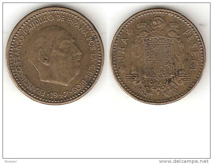 Spain 1 Peseta 1947  Star49  Km 775  Xf !!!!! Cat Val. 15$ Look !! - Other & Unclassified