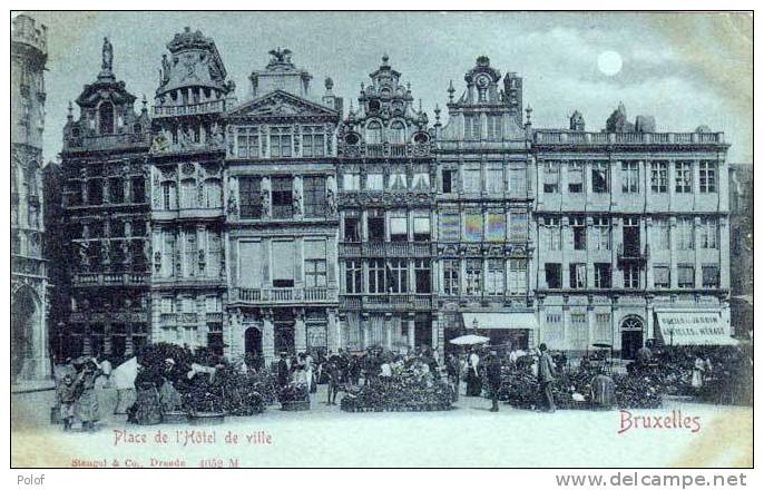 BRUXELLES - Place De L' Hotel De Ville L   - Carte Bleutée  Dite : A La Lune       (51429) - Autres & Non Classés