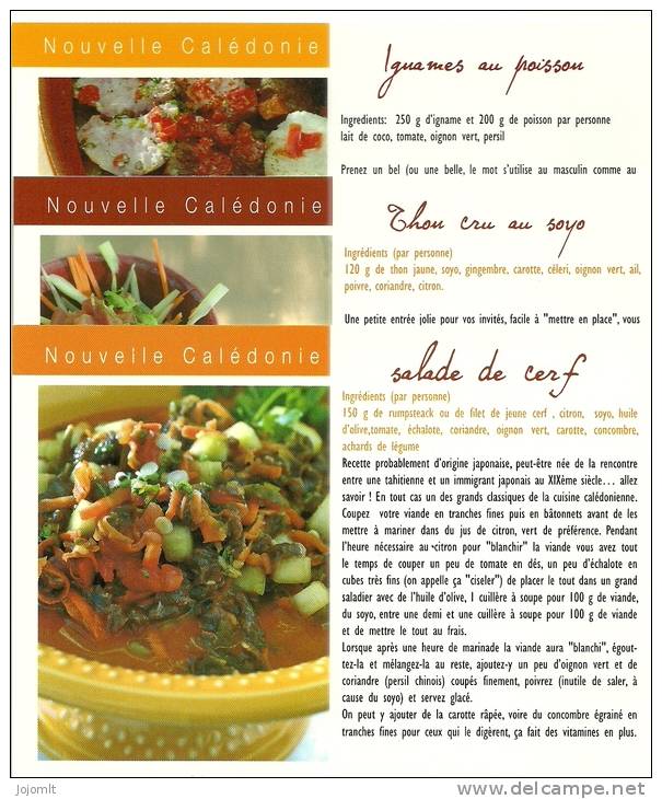 Nouvelle Calédonie - New Caledonia - CPM Neuve - Unused - Recipe - Recette De Cuisine Lot De 3 Cartes / Pack Of 3 Cards - New Caledonia