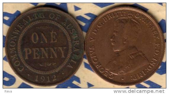 AUSTRALIA 1 PENNY NAME FRONT MAN KGV HEAD BACK 1912 H F+ CV$7 KM23 READ DESCRIPTION CAREFULLY !!! - Penny