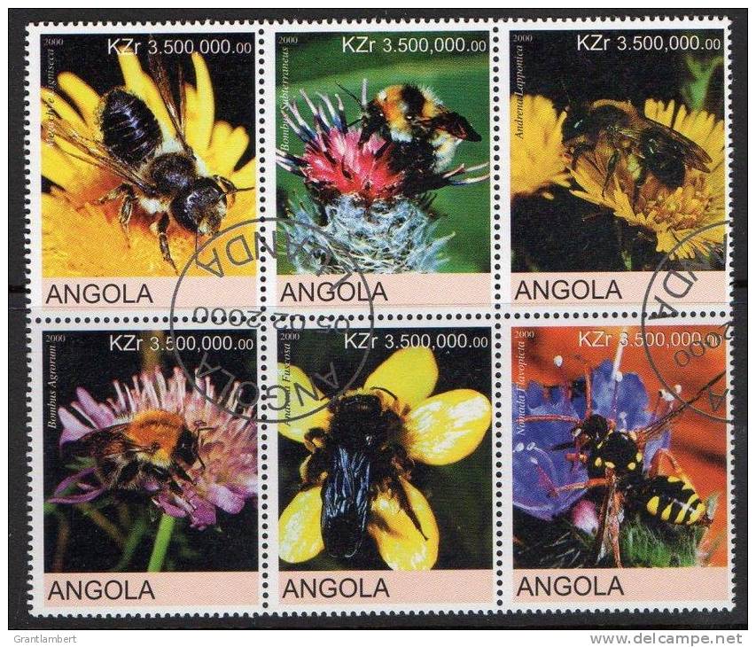 Angola 2000 Bees Block Of 6 CTO - Angola
