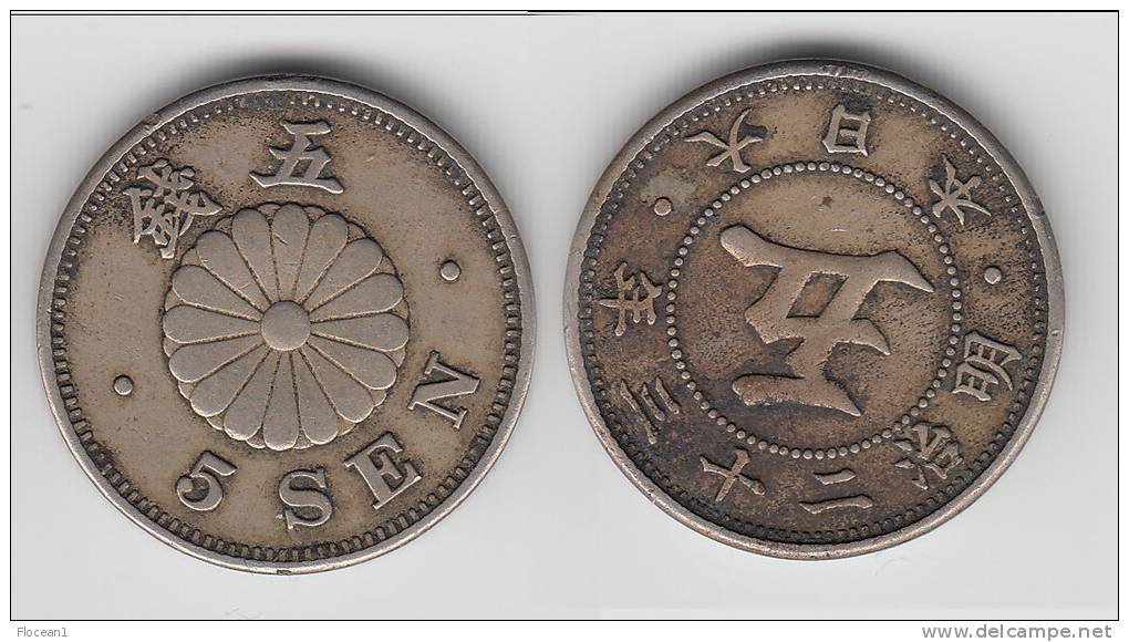 **** JAPON - JAPAN - 5 SEN YEAR 23 (1890) MUTSUHITO - MEIJI **** EN ACHAT IMMEDIAT !!! - Japan