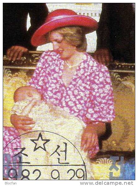 Lady Diana Und Königin Elisabeth 1982 Korea North 2281 Plus Block 126 O 11€ Geburt Prinz Williams Bf Bloc Sheet Of Coree - Corée Du Nord