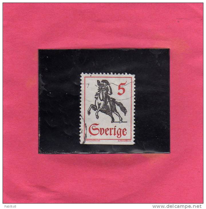 SWEDEN - SVERIGE - SVEZIA 1967 MESSENGER ON HORSEBACK POSTRIDER HORSE  MESSAGGERO A CAVALLO MNH - Oblitérés