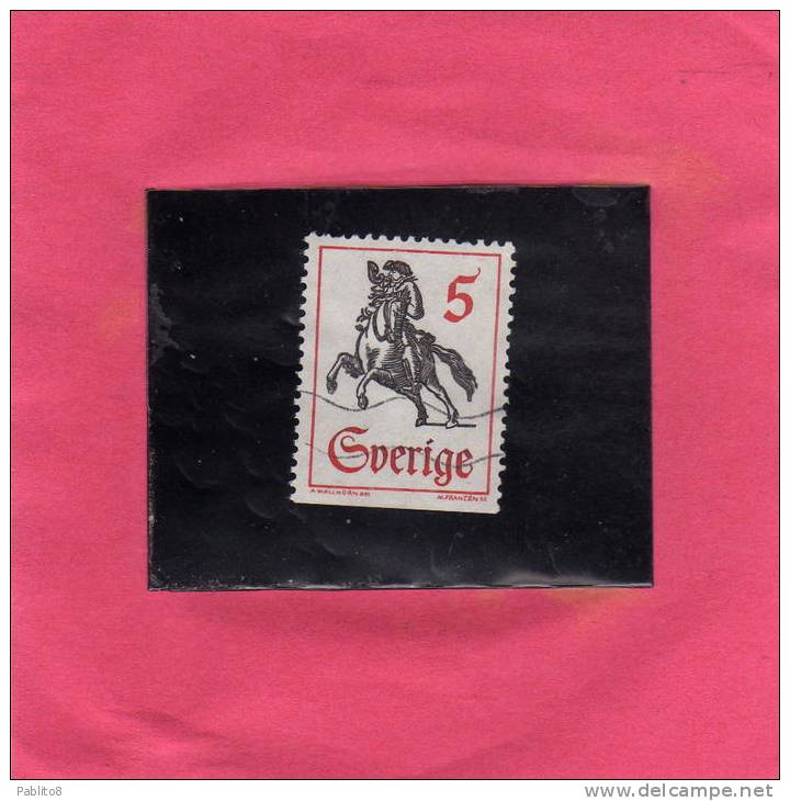 SWEDEN - SVERIGE - SVEZIA 1967 MESSENGER ON HORSEBACK POSTRIDER HORSE  MESSAGGERO A CAVALLO MNH - Oblitérés