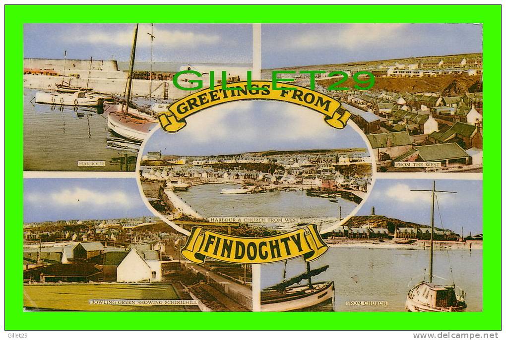 FINDOCHTY, SCOTLAND - GREETINGS FROM FINDOCHTY - 5 MULTIVIEWS - TRAVEL IN 1969 - - Moray