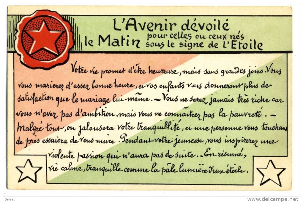 L´AVENIR DEVOILE. - Le Matin Sous Le Signe De L'Etoile - Astrología