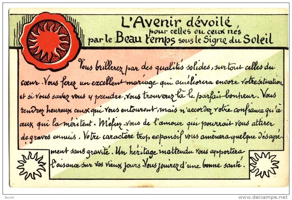 L´AVENIR DEVOILE. - Beau Temps Sous Le Signe Du Soleil - Astrologie