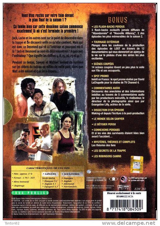 LOST - Les Disparus - Intégrale Saison 2  -  ( 7 DVD - Vol. 1, 2, 3, 4, 5, 6  + 1 DVD Bonus ) . - Action & Abenteuer