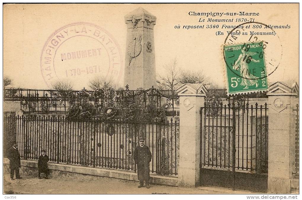 CPA 51 CHAMPIGNY SUR MARNE  Le Monument 1870/71 Ou Reposent 3500 Français  800 Allemands - Champigny