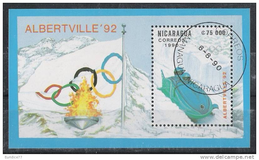 Nicaragua 1990 - Olympic Winter Games Albertville 92 Souvenir Sheet Cancelled Very Fine - Invierno 1992: Albertville