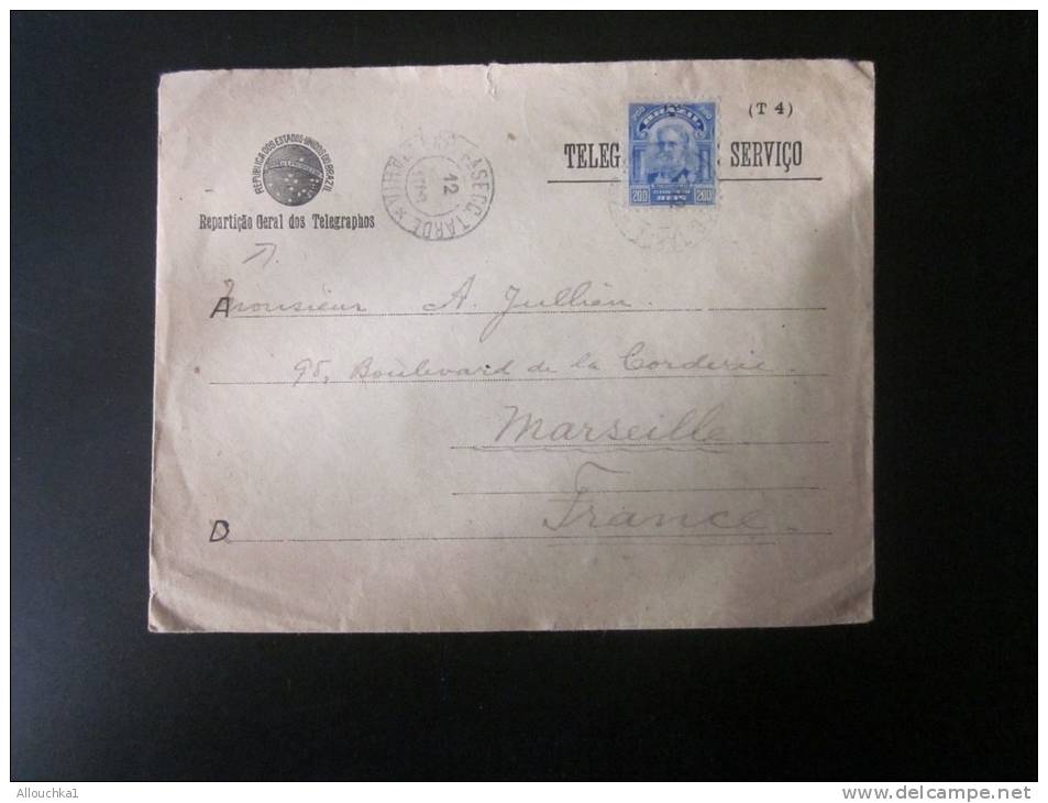 Reparticaos Geral Dos Télégraphos  Brazil Brésil Lettre Lettera Télégramme Serviço De Service 12/6/1920 Verso CAD FLIERS - Briefe U. Dokumente