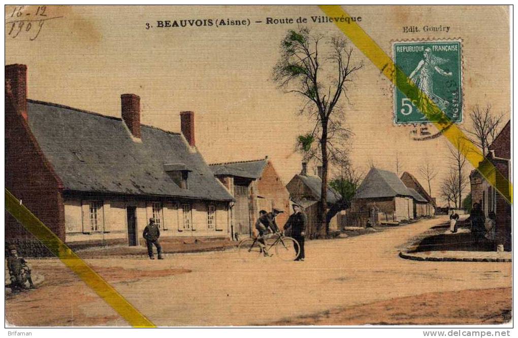 02 AISNE BEAUVOIS EN VERMANDOIS Canton De VERMAND  CARTE TOILEE / COLORISEE - Autres & Non Classés