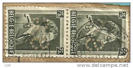 480 Op Brief Met Firmaperforatie (perfin) " SG " Van Banque De La Societe Generale De Belgique Met Stempel BRUXELLES - 1934-51