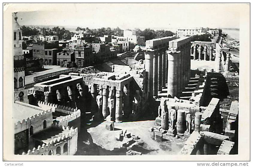 PANORAMA DELLA PARTE ARCHEOLOGICA DI LUXOR. CARTOLINA DEL 1955 - Luxor