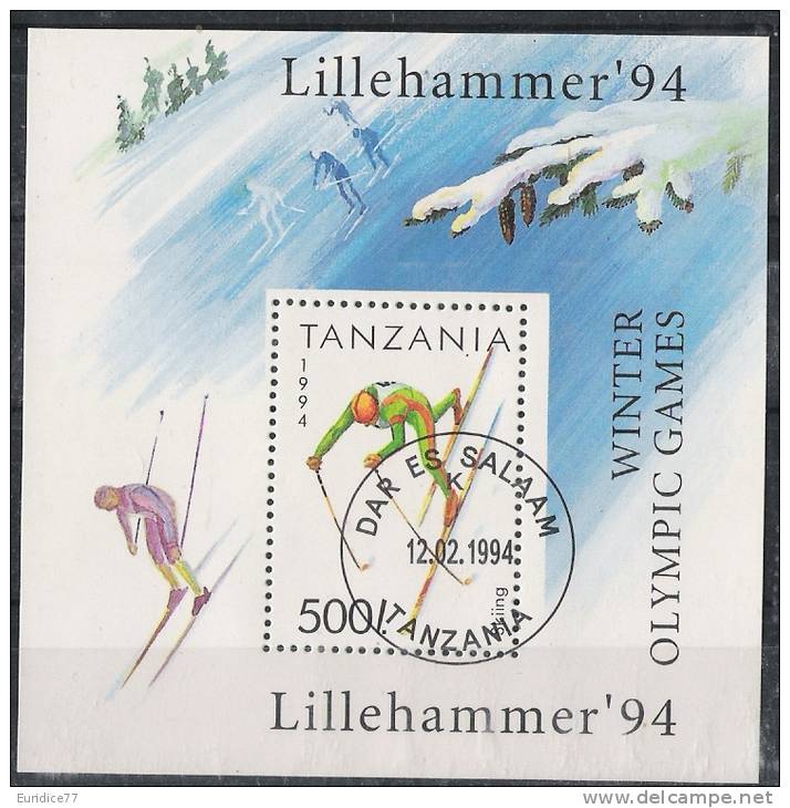 Tanzania 1994 - Ski Olimpic Winter Games Lillehammer 94 Souvenir Sheet Cancelled Very Fine - Hiver 1994: Lillehammer