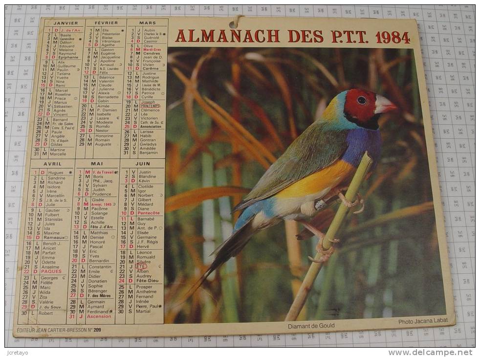 Almanach Du Facteur, Oise, Année 1984, Ref Perso 534 - Big : 1981-90