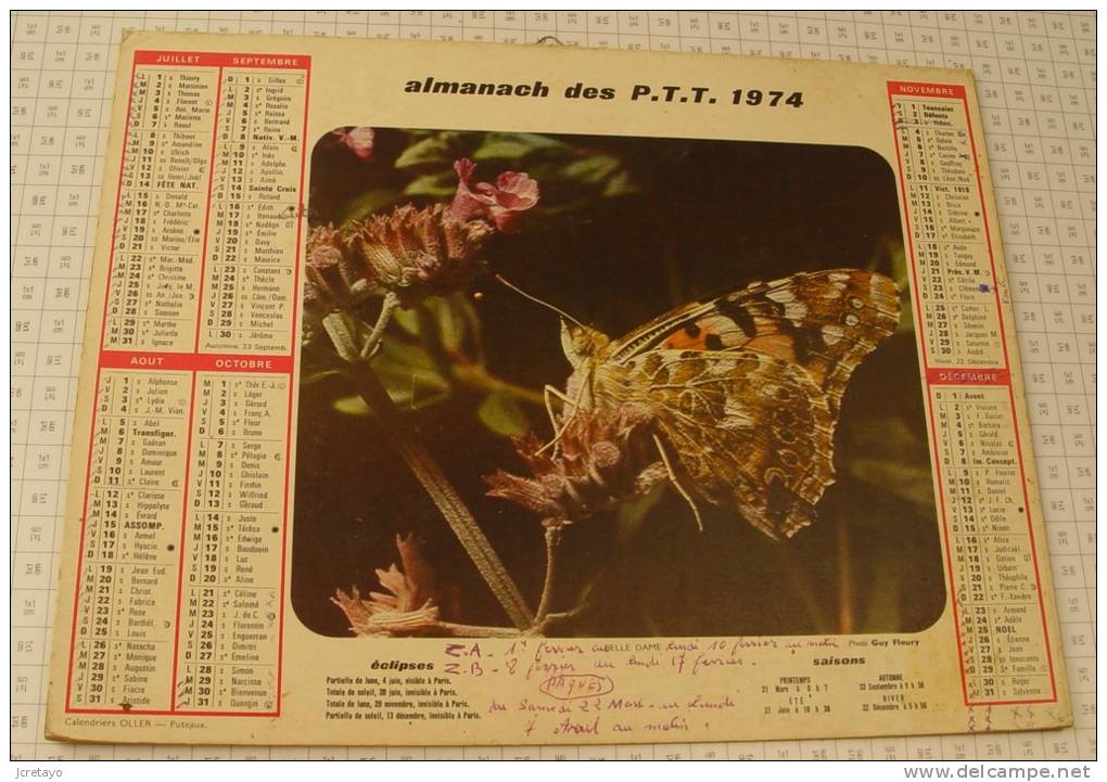 Almanach Des PTT, Oise, Année 1974, Ref Perso 503 - Big : 1971-80