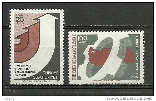 Turkey; 1974 Regular Postage Stamps With The Subject Of Development - Nuevos