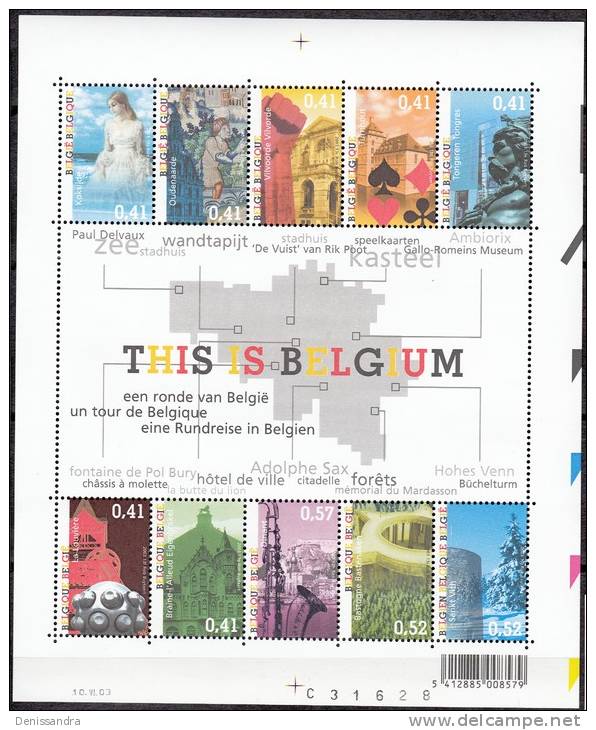 Belgique 2003 Michel Feuille Complet 3233 - 3242 Neuf ** Cote (2008) 13.00 Euro Tourisme Villes Historiques - 2002-… (€)