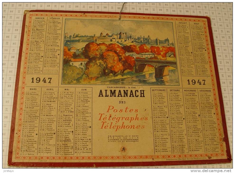 Almanach Des PTT, Oise, Année 1947, Ref Perso 517 - Big : 1941-60