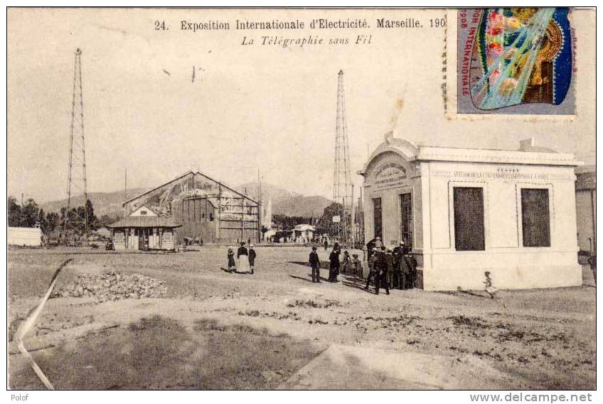 MARSEILLE - La Télégraphie Sans Fil - Vignette Non Postale De L" Expo (51501) - Exposición Internacional De Electricidad 1908 Y Otras