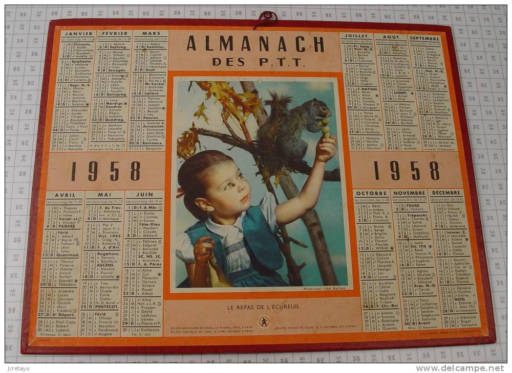 Almanach Des PTT, Indre Et Loire, Année 1958, Ref Perso 535 - Tamaño Grande : 1941-60