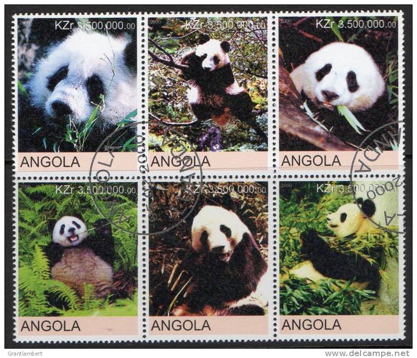 Angola 2000 Pandas Block Of 6 CTO - Angola