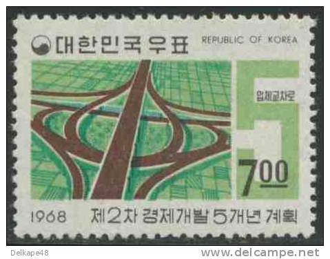 Korea South 1968 Mi 641 ** “Clover-leaf” Road Junction – 2nd Five Year Plan, Dated “1968” / Kreuzung Am Han-Fluß - Auto's