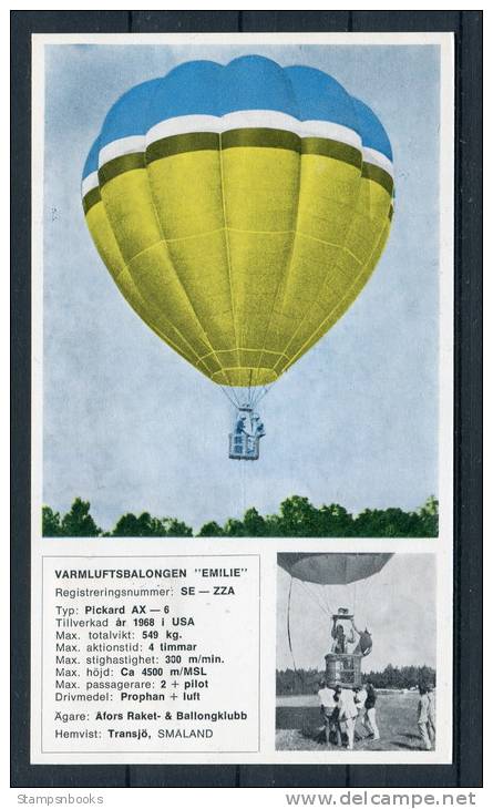 1969 Sweden Lions Savsjo Balloon Flight Postcard - Rotary, Lions Club