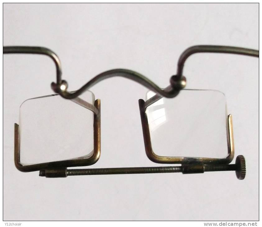 RARE LUNETTES ANCIENNES LOUPE BINOCULAIRE REGLABLE + 6 LENTILLES + BERLAND OPTICIEN ETRECHY SEINE ET OISE ESSONNE