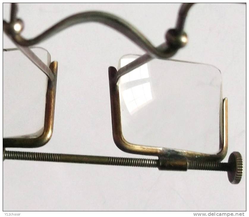 RARE LUNETTES ANCIENNES LOUPE BINOCULAIRE REGLABLE + 6 LENTILLES + BERLAND OPTICIEN ETRECHY SEINE ET OISE ESSONNE