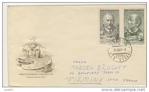 FDC TCHECOSLOVAQUIE 1961 # PEINTRE # UPRKA  MOSNA - FDC