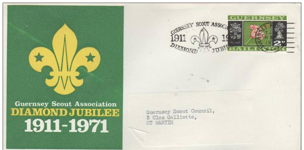 GUERNSEY  Scout Association Diamond Jubilee 1911/1971  11/09/71 - Autres & Non Classés