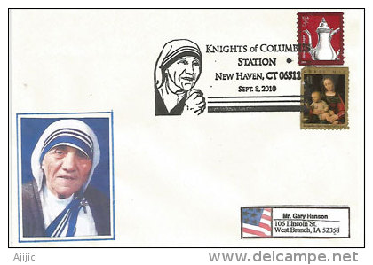 Centenaire Naissance Mère Teresa, Une Enveloppe Souvenir De New Haven(Connecticut)Etats-Unis.lettre Adressée En Iowa. - Mother Teresa