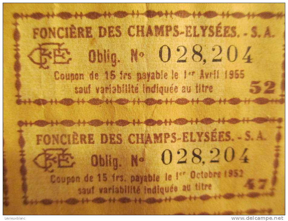 Fonciére Des Champs Elysées/ Obligation De 500 Franc S Au Porteur/1933     ACT31 - Banque & Assurance