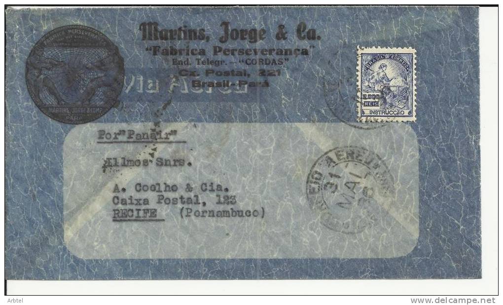 BRASIL 1936 CC CORREO AEREO PARA RECIFE - Brieven En Documenten