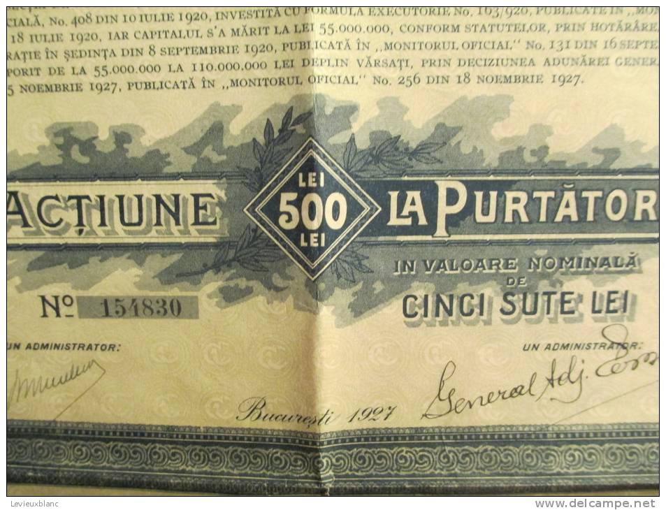 Creditul Carbonifer/Société Miniére/Action De 500 Lei Au Porteur/BUCAREST/Roumanie/1927         ACT33 - Mines