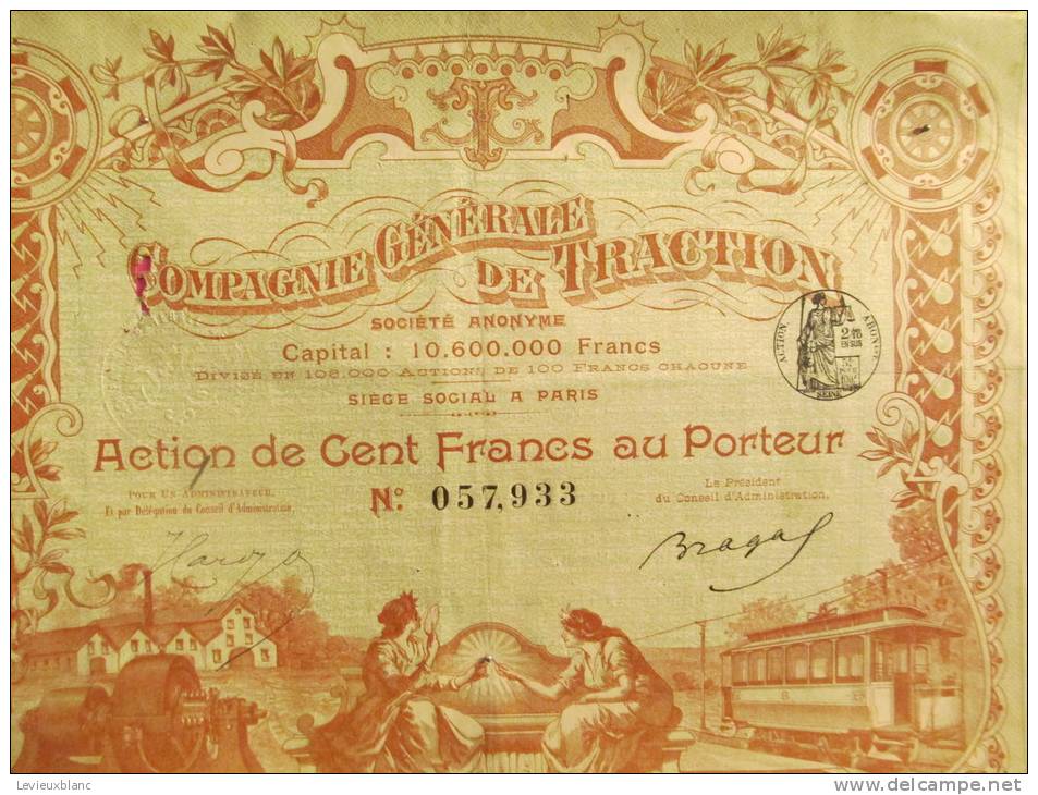 Compagnie Générale De Traction/Action De 100 Francs Au Porteur /PARIS/1902         ACT34 - Transportmiddelen