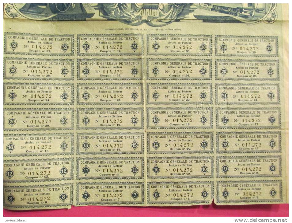 Compagnie Générale De Traction/Action De 100 Francs Au Porteur /PARIS/1897        ACT35 - Verkehr & Transport