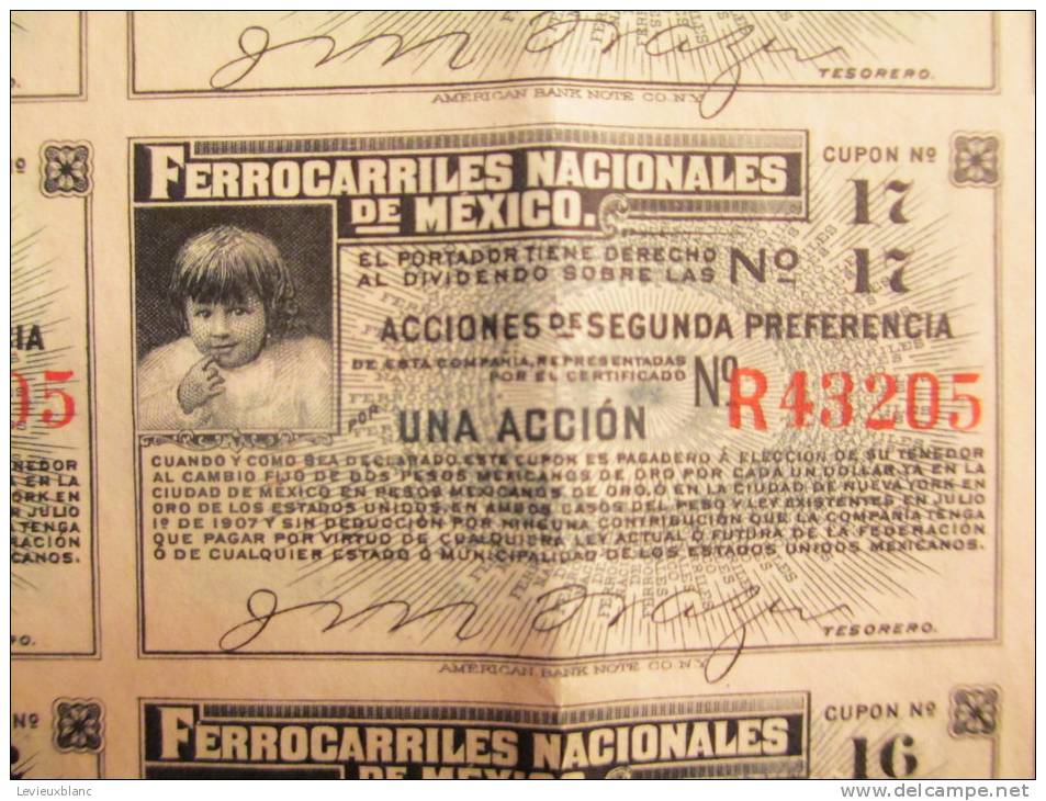 Ferrocarriles Nacionales de Mexico/MEXIQUE/1908            ACT36