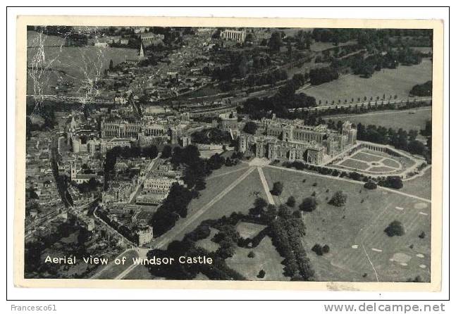 B616 GRAN BRETAGNA WINDSOR CASTE VEDUTA AEREA 1953 VIAGGIATA FRANCOBOLLO ASPORTATO - Windsor Castle