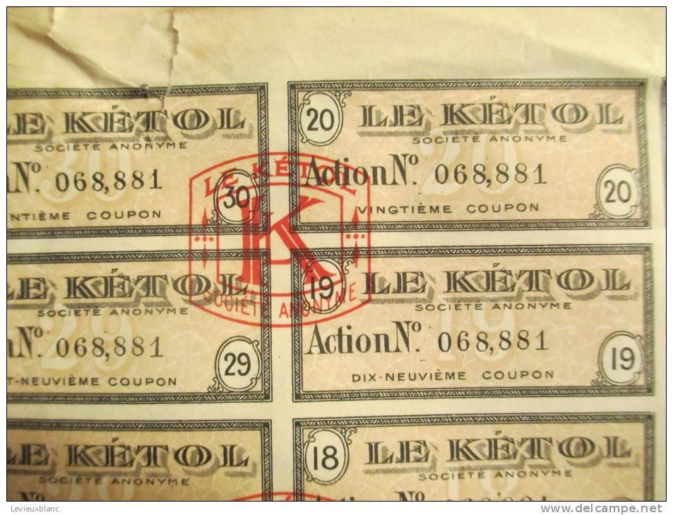 Le Ketol/ Action De 100 Francs Au Porteur/Paris  /1926        ACT39 - Industrie