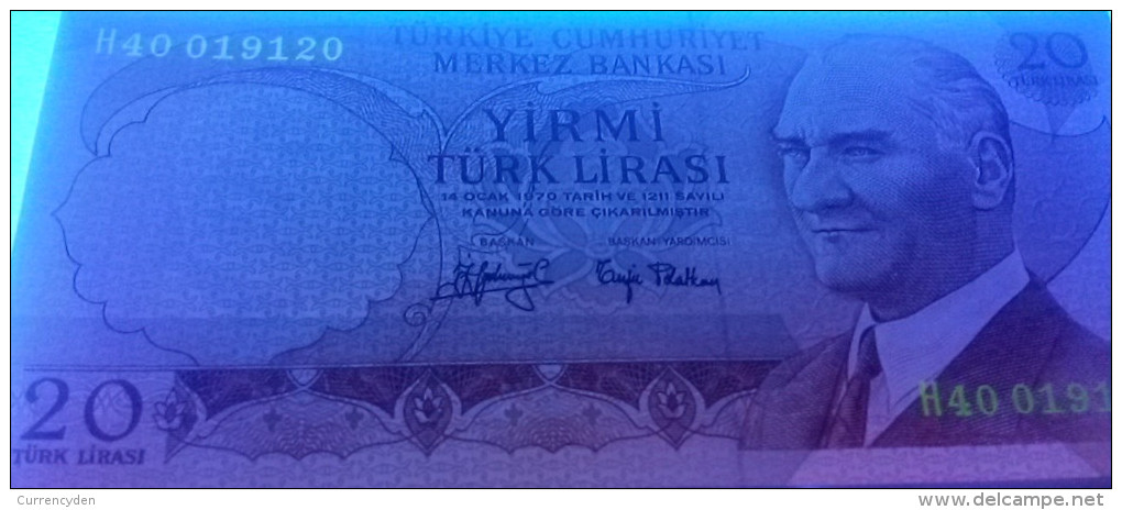 Turkey P187a, 20 Lirasi, Tower, 1970 - $5CV! - Turchia