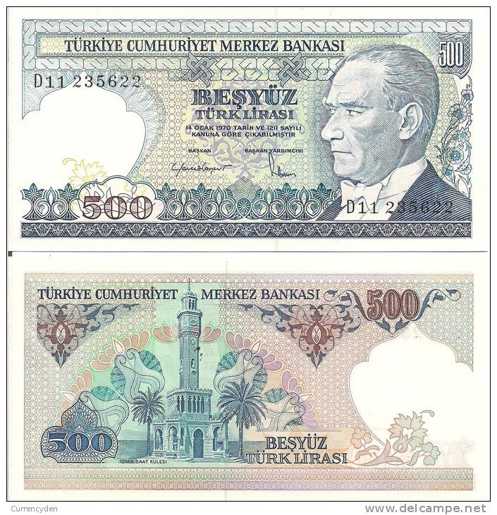 Turkey P195, 500 Lira, Ataturk / Clock Tower - Turkey