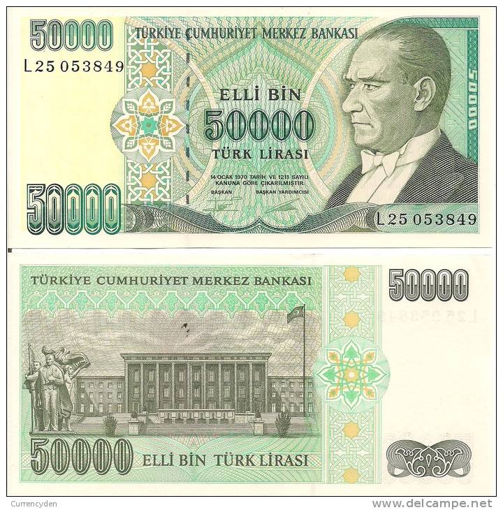 Turkey P204, 50,000 Lira, Ataturk / Statute - Turquie