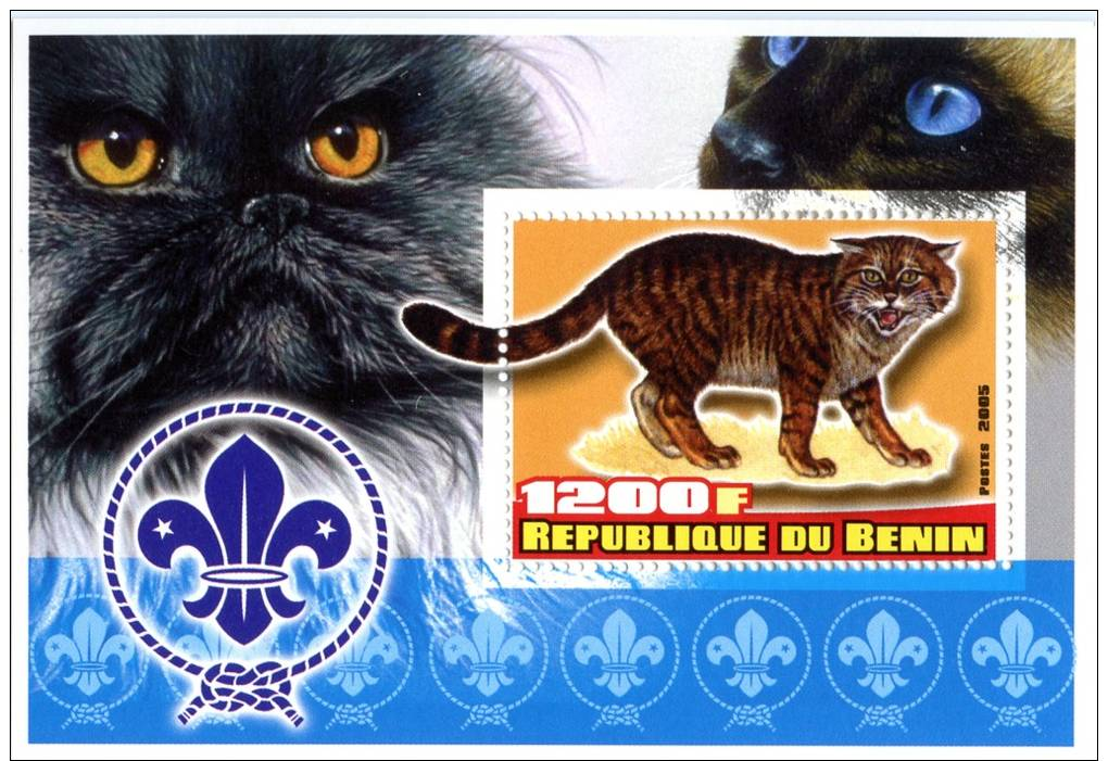 BENIN SHEET IMPERF CATS - Katten