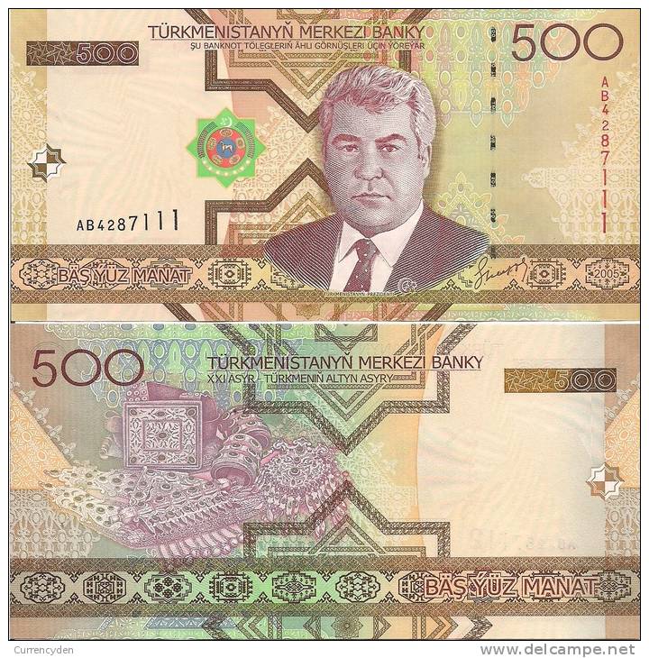 Turkmenistan P19, 500 Manat,2005, Niyazov / Local Jewelry $5CV - Turkménistan