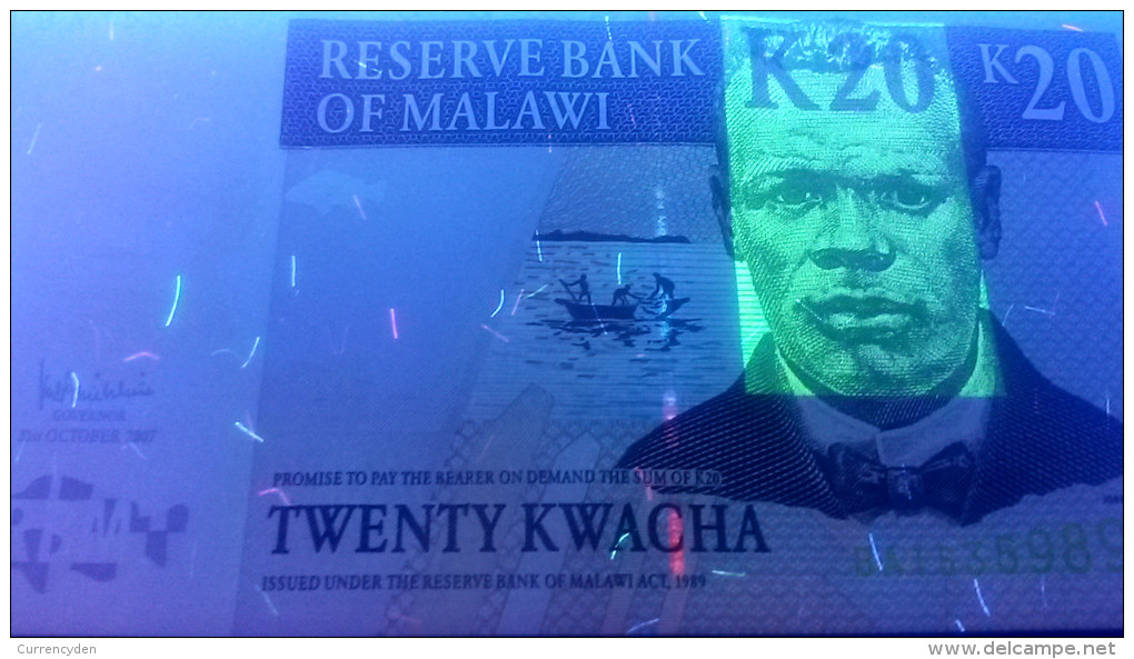 Malawi P-52d, 20 Kwacha,  Tea Harvest / John Chilembwe, Lake Malawi - Malawi