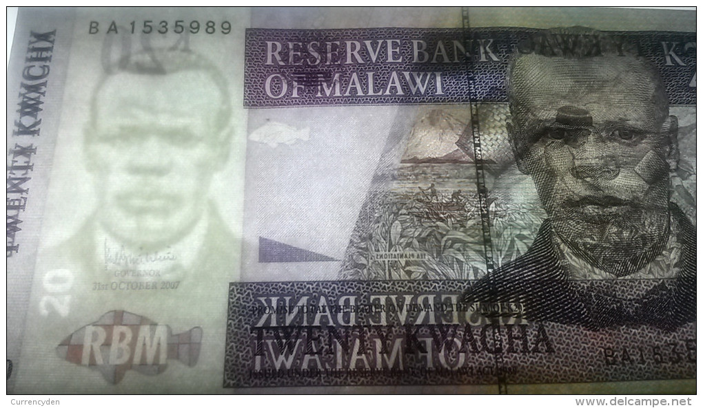 Malawi P-52d, 20 Kwacha,  Tea Harvest / John Chilembwe, Lake Malawi - Malawi